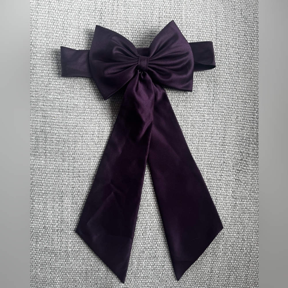 David’s Bridal Satin Flower Girl Sash with Back Bow - Plum Color